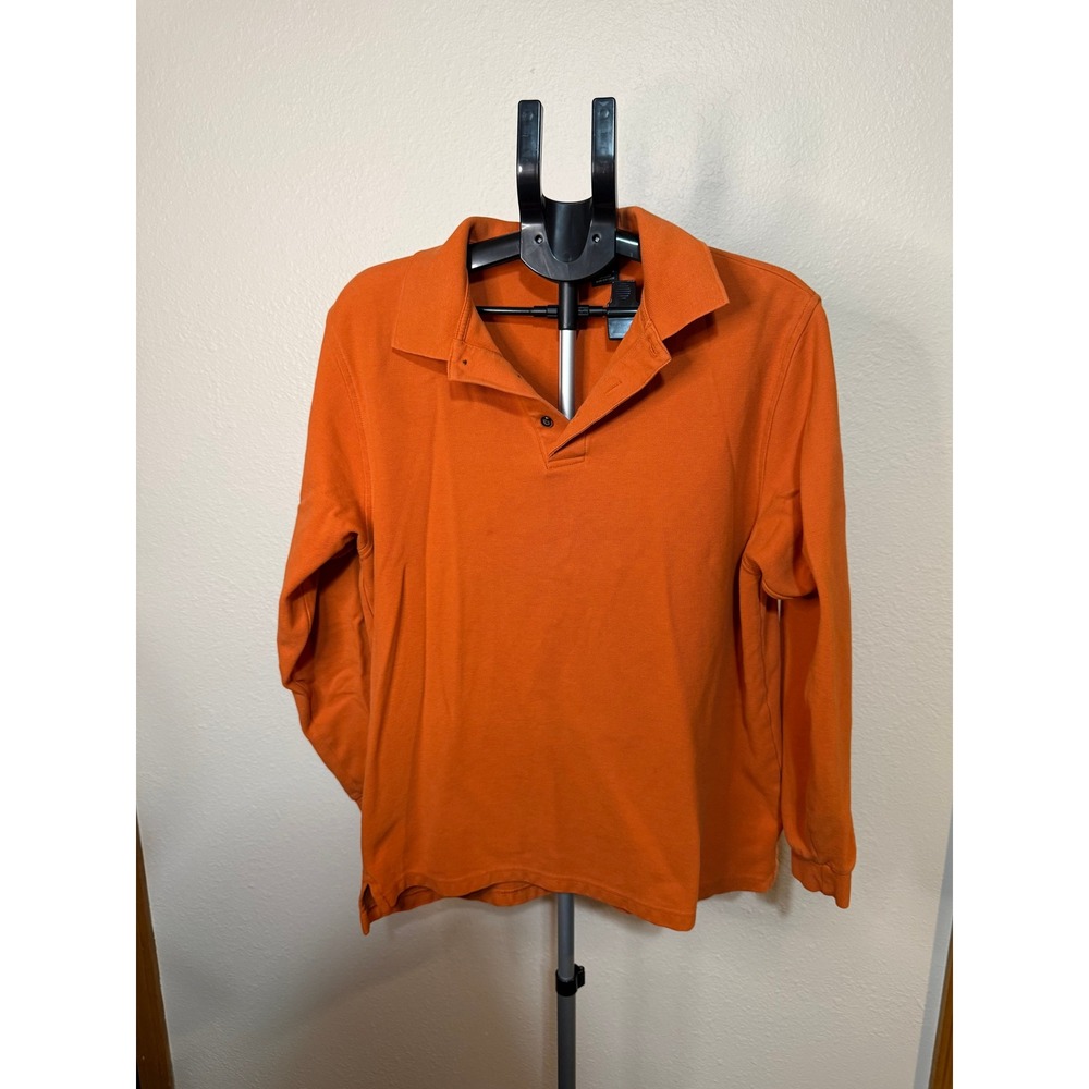 Jos. A. Bank Mens Orange Long Sleeve Polo Shirt Traveler's Collection Medium